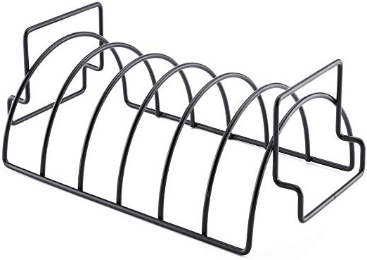 antiadhésif Rib Rack réversible à rôtir/Rib Rack en acier inoxydable pour barbecue côtes de rôtir support pour grilles de barbecue 35 * 19.5 * 11.5cm Noir