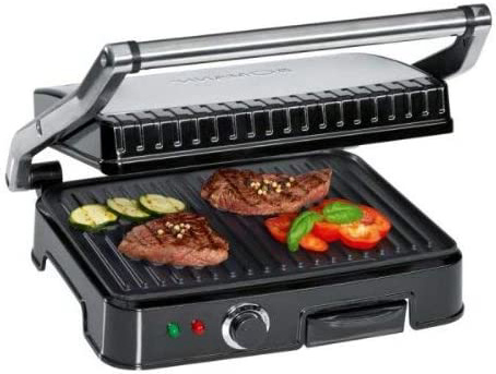 Bomann KG 2242 CB Grill de Asar con Tapa basculante, 2000 W, Acero Inoxidable, Gris