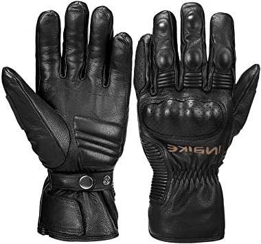 INBIKE Guantes Moto Invierno De Piel De Cabra con Membrana TPU Impermeable Transpirable Cortaviento para Hombre, Guantes Moto De Caña Larga con El Forro Térmico Thinsulate(CW863)