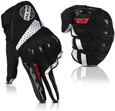 Guantes de Moto, Dedo Completo Transpirable Guantes de Moto con Pantalla Táctil Guantes de Nudillos Verano