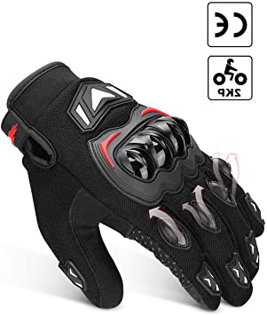 Guantes Moto Verano Hombre Mujer Transpirables Guantes Pantalla Táctil de Moto Antideslizante Guantes para Moto con Protección Dedo Completo