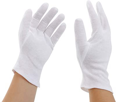 Incutex 4 pares de guantes de tela de algodón, blancos, talla: L
