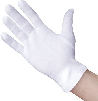 Guantes de algodón Well B4 Care, guantes de hilo hechos de 100% algodón para su protección cuando tenga la piel seca, 3 pares, guantes blancos, XL