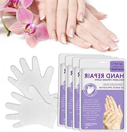 Guantes Hidratantes con Mascarilla para Manos para el Cuidado de las Manos Mascarilla Exfoliante Nutritiva Regeneradora para Manos secas y Agrietadas (4 pares)