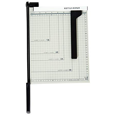 HOMCOM Cortador de Papel A4 Guillotina Profesional para Papelería Fotográfica Oficina Estudio Escuela Capacidad 12 Hojas con Regla Guía Cizalla de Cuchilla 48x26.5x5cm