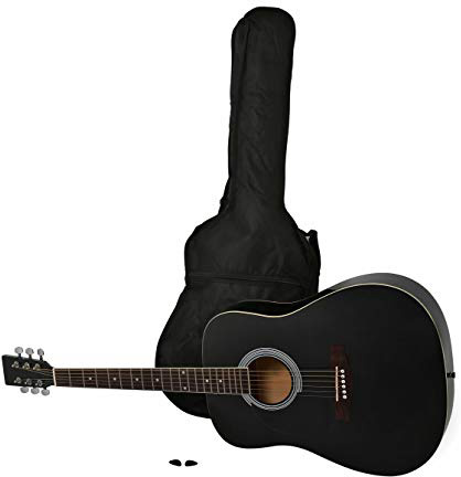 Navarra NV31 - Guitarra acústica con bolsillo, color negro