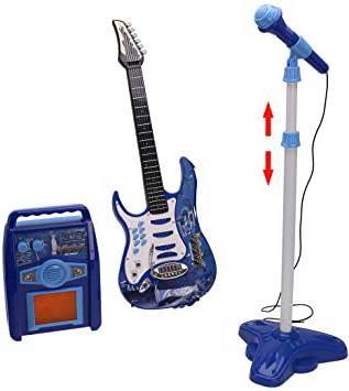 Tosbess Karaoke Infantil con Microfono Guitarra Electrica Juguete, Regalos para Cumpleaños Infantiles, Juguetes Musicales para niños 4 5 6 7 8 años