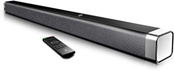 Barra de Sonido 2.0 Canales, Potencia 110dB, BOMAKER Tecnología DSP Subwoofer Incorporado + Bluetooth para TV, Soporte Óptico, 3,5 mm Audio AUX, USB, Diseñado para Cine en Casa, ODINE I, Negro-Gris