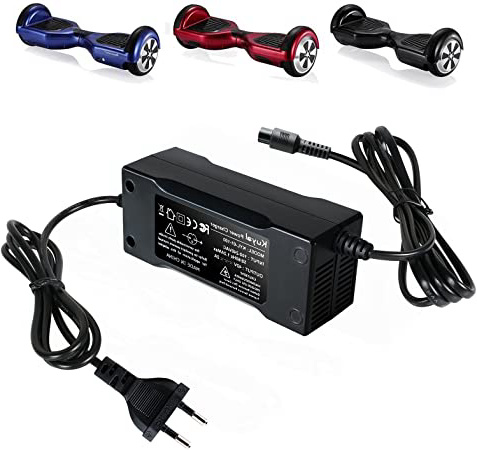 Kuyal 42V 2A Cargador Universal para Hoverboard, Scooter eléctrico de Dos Ruedas equilibrado, Adaptador de Corriente para patín con Conector en línea de 3 Polos
