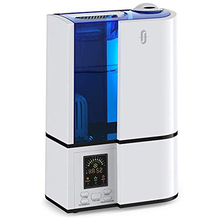 TaoTronics Humidificador 4L Bebé (Vapor Frío, Modo de Sueño, 3 Niveles de Humedad Ajustable, Temporizador, Purificador de Agua Incorporado, Luz Nocturna LED) con Boquilla 360º girable