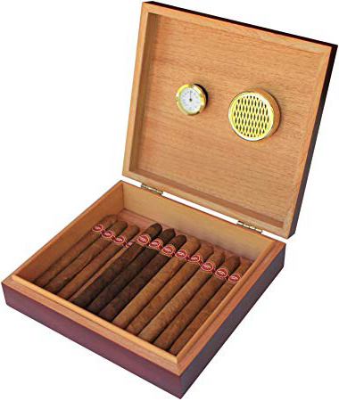 CASE ELEGANCE Humidor de Cedro Español de Acabado de Cerezo con Sellado Magnético
