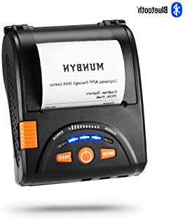 MUNBYN Impresora de Recibo Térmica 58mm, Mini Impresora Portáctil de Ticket, Coneccíon Inalámbrica por Bluetooth 4.0/ USB, ESC/POS Compatible con Android/iOS/Windows, Cinturón Incluida
