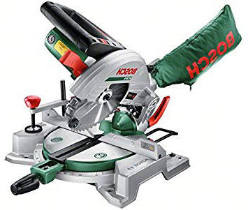 Bosch PCM 8 - Ingletadora en caja de cartón (Pinza, disco de sierra Optiline Wood, saco para polvo, 1.200 W)