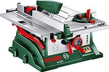 Bosch PTS 10 - Sierra circular de mesa (prolongación de mesa, topes paralelos, tubo de aspiración, 1400 W, diámetro del disco: 254 mm, profundidad de corte a 90°: 75 mm, en caja de cartón)