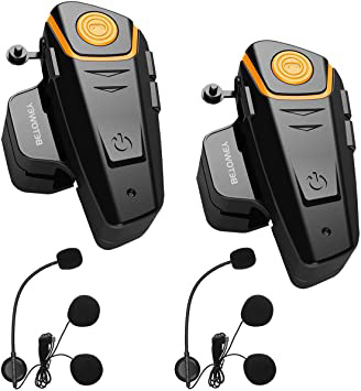 BETOWEY 2X BT S2 Intercomunicador Casco Moto Manos Libres Auriculares Sistema de Comunicación por Bluetooth para Motocicletas (Paquete 2, Micrófono Duro)
