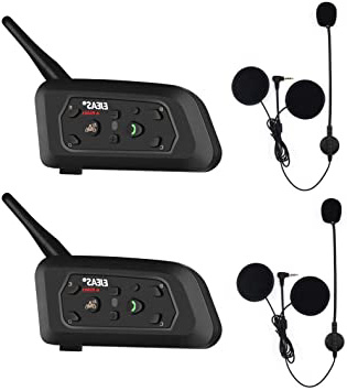 EJEAS V6 Pro BT Interphone 1200M Bluetooth Motocicleta Motocicleta Casco Intercom Auriculares con Interfono Duplex Control Avanzado de Ruido para hasta 6 Riders (2 Pieza)