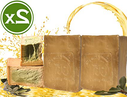 Jabón original Aleppo 2x200g 50% aceite de oliva 50% aceite de laurel jabón para el cabello de ducha