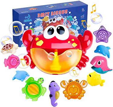 Joyjoz Juguetes De Baño Cangrejo Bubble Toys Bath Squirters Toys Stacking Cups Bubble Machine con música para niños pequeños