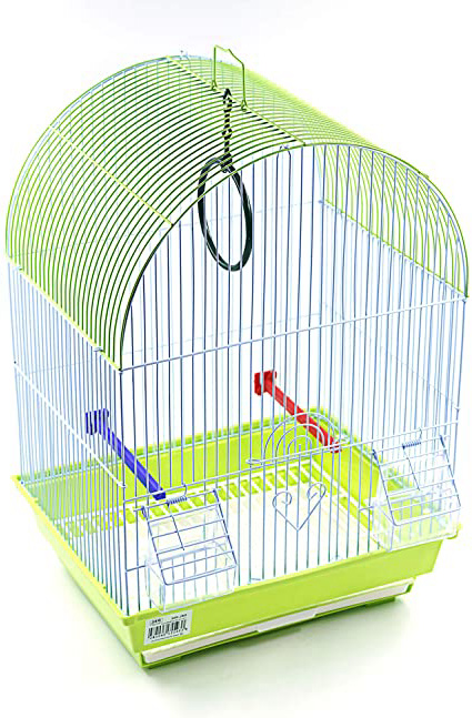 Jaula para pájaros con comederos,