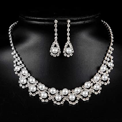 Handcess Collar de cristal nupcial