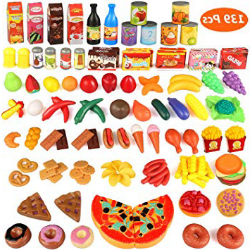 







joylink 139pcs de Juguetes Cortar Frutas Verduras Pizza Juego de Plástico para Niños Juguetes Temprano Eeducativos Set de Alimentos de Corte Juguete del Bebé







