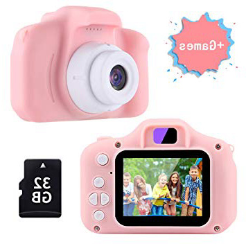 TekHome Cámara de Fotos para Niños con Juegos, 32GB Tarjeta SD y Acollador, Cámara Digital 1080P HD Video, Juguetes Niña 3-10 Años, Regalo Niña Cumpleaños Infantil, Rosa.