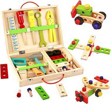 Caja Herramientas Juguetes de Madera-Rompecabezas