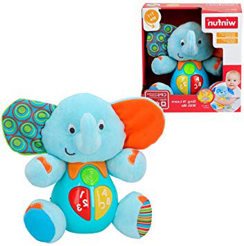winfun - Peluche Elefante para bebés que habla y luces de colores, Idioma: Español (85178)