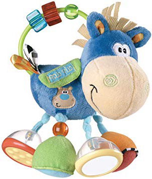 Playgro Sonajero Multiactividades Caballo, Desde los 3 Meses, Sin BPA, Playgro Activity Rattle Clip Clop, Azul/Multicolor, 40016