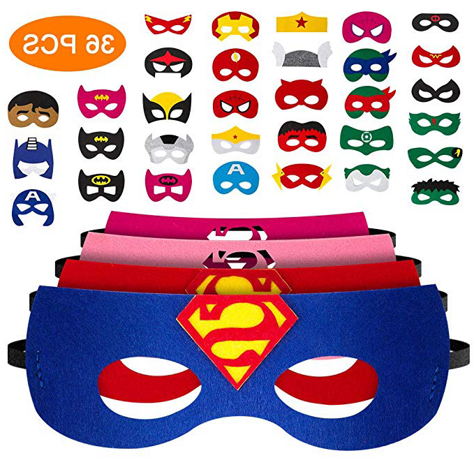 Pitaya Máscaras de Superhéroe, Juguetes para Niños y Niñas , Máscaras para Niños, Kit de Valor de Cosplay de diseño de Fiesta de cumpleaños de Navidad-36Piezas