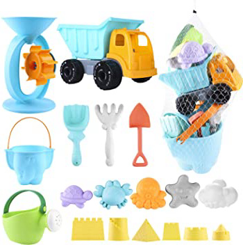 balnore Juguete de Playa 20 Piezas Conjunto de Juguetes para la Playa, Juguetes de Nieve,Juego Bolsa de Malla para Juguetes de Playa para Nadar y Jugar en la Piscina para Niños Juguetes para Niños