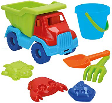 ColorBaby - Set playa Camión y cubo con accesorios, Color Beach (43505)