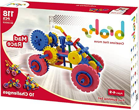 Broks Mad Race - Juego de construcción con 118 Piezas encajables incluidos Engranajes niños y niñas de 4 a 9 años