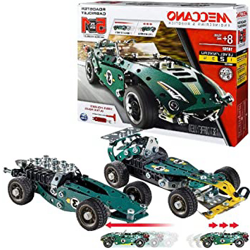 Meccano 5 Model Set Roadster - Juegos de construcción (Juego de construcción de Varios Modelos de vehículos, 8 año(s), 174 Pieza(s), Negro, Verde, Plata, China, 360 g)