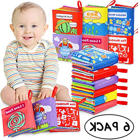 Libros Blandos para Bebé, Libro de Tela Bebé Aprendizaje y Educativo Libro para Bebé Recién Nacido Niños 6 Piezas