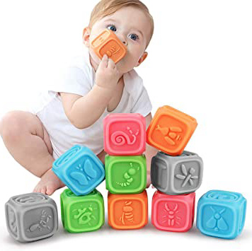 Bloques Apilables para Bebés 6 Meses,Cubos Juguetes Bebe para Masticar la Dentición Juguetes Educativos para el Baño del Bebé Juegue con números, Formas, Animales, Insectos de Letra Durante 0-3 años