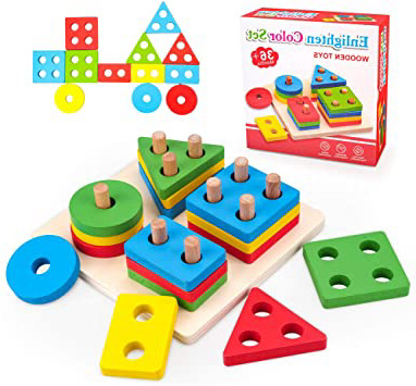 Hubery Surtido de Madera Montessori, Juguetes apilables para bebés, niños y niñas