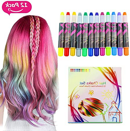 Buluri 12 colores Set de tiza para el cabello,Tinte para el cabello plumas de tiza profesionales para el cabello, plumas de tinte para el cabello - Funciona en todos los colores del cabello,Navidad