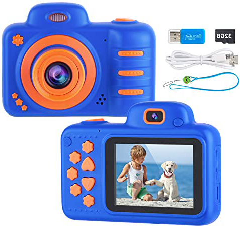 Cámara para Niños, 2.4" 1080p HD Video Cámara Fotos Digital para niños, 12MP Cámara Infantil con Tarjeta TF 32 GB, Regalos Juguetes de Cumpleaños para niños de 3 a 12 años (Azul)