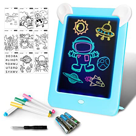 Tableta de Dibujo Pizarra 3D Mágico con Luces LED Educativo Infantil Dibujo & Marco de Fotos Regalos Juguetes para Niños