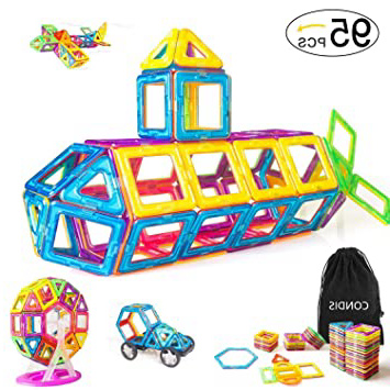 Condis 95 Piezas Bloques de Construcción Magnéticos para Niños, Juegos de Viaje Construcciones Magneticas Imanes Regalos Cumpleaños Juguetes Educativos para Niños Niñas de 2 3 4 5 6 7 8 Años Infantil