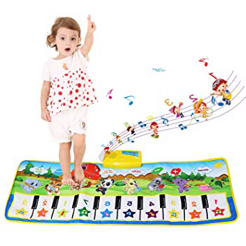 BelleStyle Alfombra Musical - Musical Canto Teclado Estera de Alfombra Bebé Niño Actividad Juego De Gimnasio Colchonetas Alfombra Animal para El Regalo del Bebé (Azul)