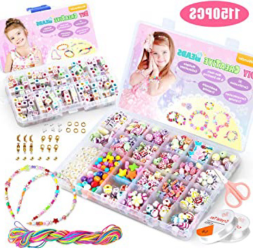 WinWonder Niños Bricolaje Conjunto de Cuentas,1150 PCS Pulseras Collares de Joyas para Niñas Cuentas para la Fabricación de Joyas para Niños