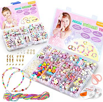 WinWonder Niños Bricolaje Conjunto de Cuentas,1150 PCS Pulseras Collares de Joyas para Niñas Cuentas para la Fabricación de Joyas para Niños