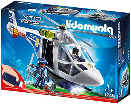 PLAYMOBIL City Action Helicóptero de Policía con Luces LED, a Partir de 4 Años (6921)