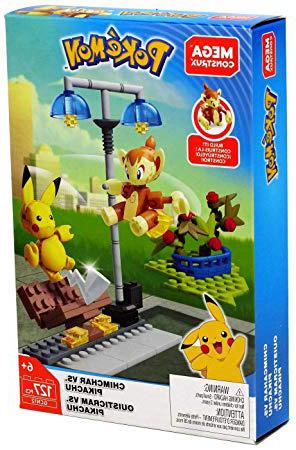 Mega Construx Pokémon Figuras Chimchar Vs. Pikachu, Juguetes de Construcción Niños +6 Años (Mattel GCN12)
