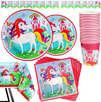 82 Piezas–Vajilla Diseño de Unicornio