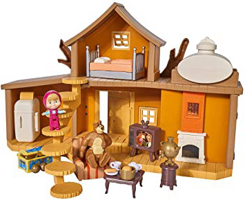 Playset Gran Casa del Oso de Masha y el Oso con 2 figuras y accesorios (Simba 9301032)