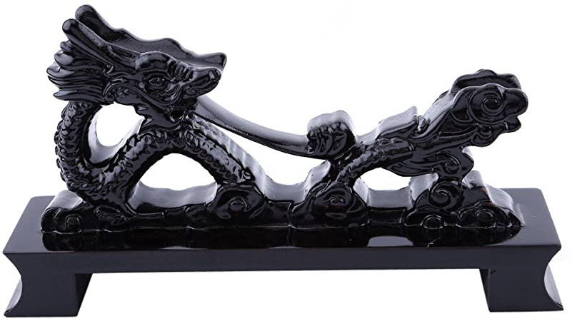 Yosoo - Soporte/pedestal/expositor color negro con forma de dragón chino para katana, espada samurai, ninja de 30-60 cm