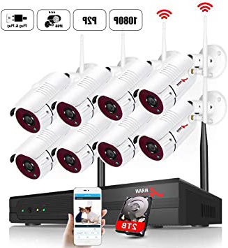 【el más Nuevo】 ANRAN 1080P Kit de Cámaras Seguridad WiFi Vigilancia Inalámbrica Sistema de Cámara CCTV Inalámbrica Kit NVR 8CH con 8 IP Cámaras Exterior de Visión Nocturna, Acceso Remoto, P2P, 2TB HDD
